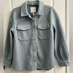Avec Les Filles Relaxed Boyfriend Shacket Button Down Shirt Jacket Size S New